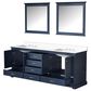 Lexora Home Dukes 80" Double Bathroom Vanity in Dark grey with 2 cm White Quartz Top, Rectangular Sinks and 30" Mirrors, , large