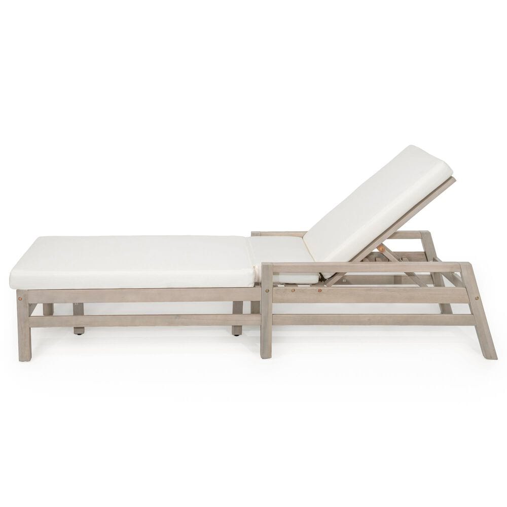 HOMLUX Patio Chaise Lounge with Square Backrest in Gray, , large