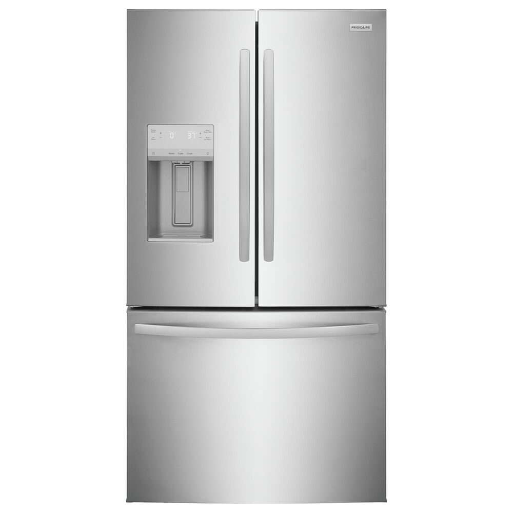 Frigidaire 4PC Kitchen Package with 7.8 Cu. Ft. Freestanding French Door Refrigerator, 30&quot; Front Control Electric Range, 1.8 Cu. Ft. OTR Microwave, and 24&quot; Built-In Dishwasher with DishSense in Stainless Steel, , large