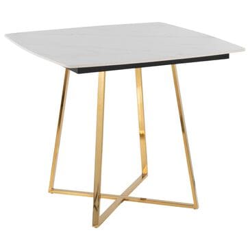 LumiSource Cosmo Square Dinette Table in White and Gold - Table Only, , large