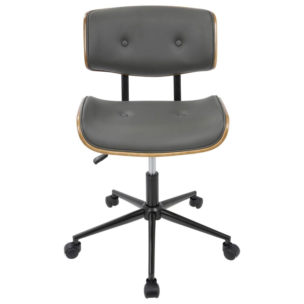 Lumisource Lombardi Desk Chair with Grey Cushion in Walnut and Black, , large