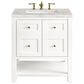 James Martin Vanities Breckenridge 30" Single Bathroom Vanity in Bright White with 3 cm Victorian Silver Quartz Top and Rectangular Sink, , large
