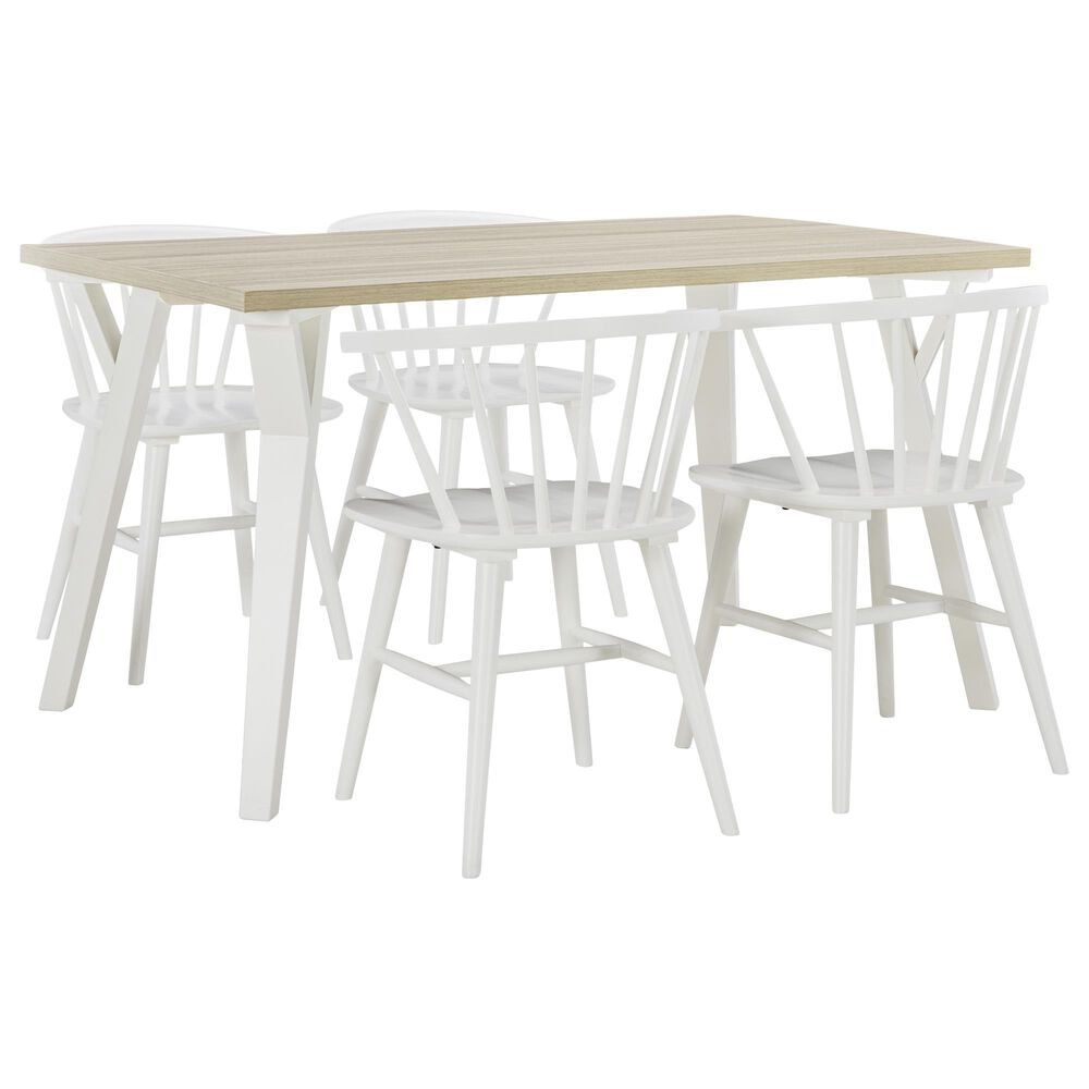 Ashley Grannen Rectangle Dining Table in White, Light Tan and Natural - Table Only, , large
