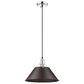 Golden Lighting Orwell 1-Light Wide Large Pendant with Rubbed Bronze Shade in Chrome, , large