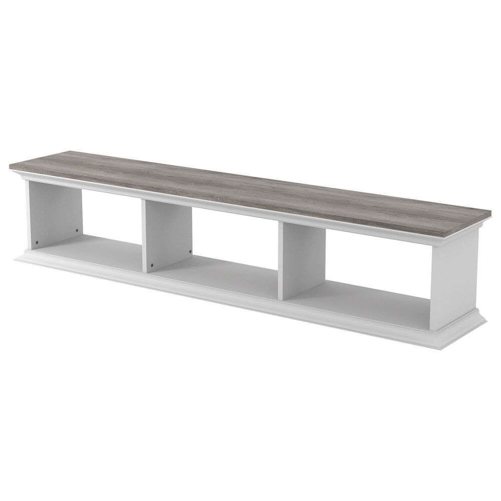 Furniture of America Moen 63&quot; Floating TV Console in White and Vintage Gray Oak, , large