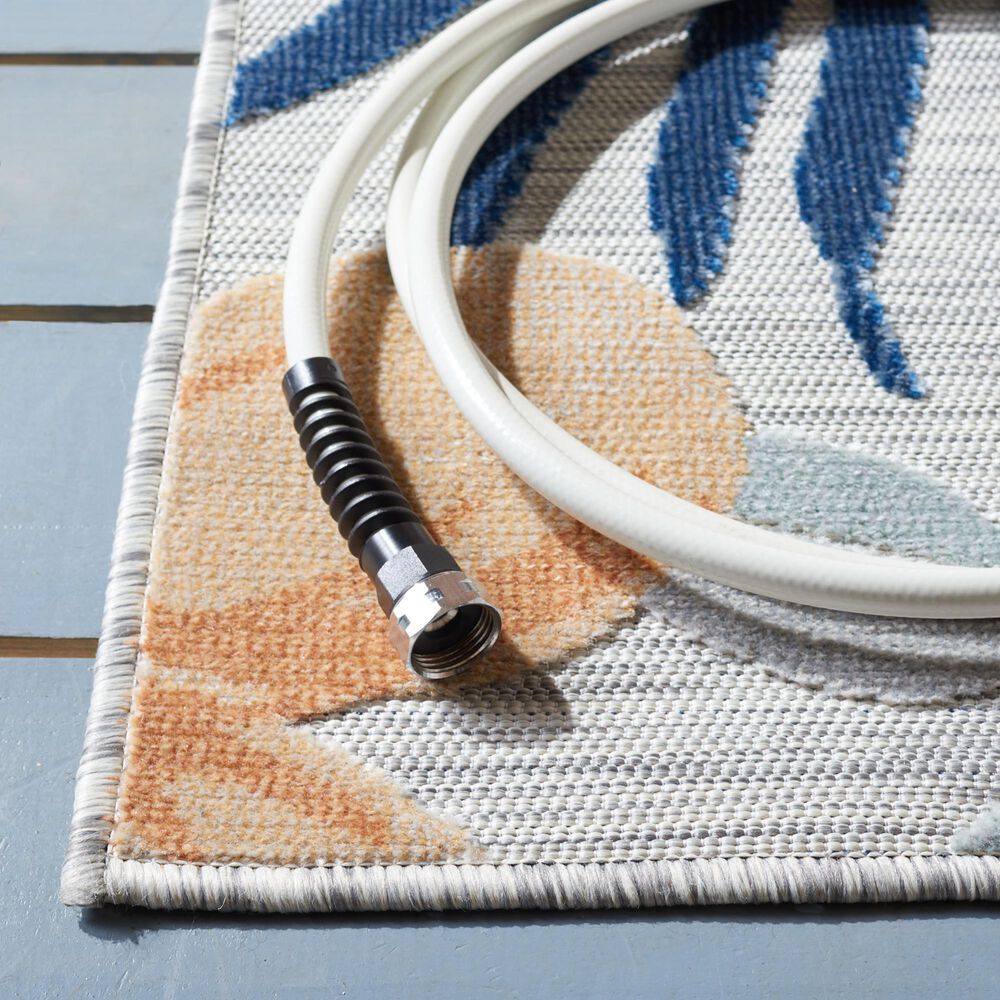 Safavieh Cabana CBN454G 6&#39;6&quot; x 9&#39;6&quot; Grey and Rust Indoor/Outdoor Area Performance Rug, , large