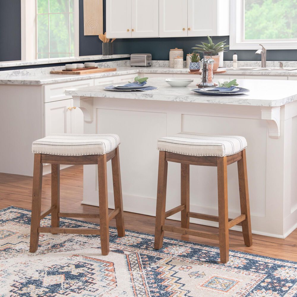 Linon Home Decor Claridge Counter Stool with Natural Cushion in Rich Brown, , large
