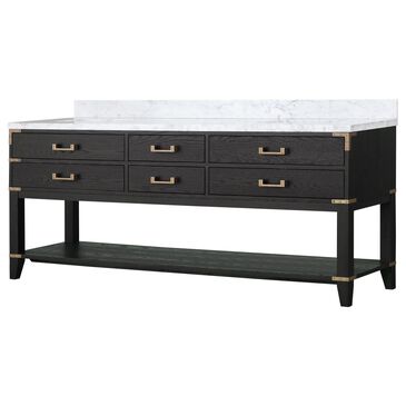 Lexora Home Norwalk 80" Double Bathroom Vanity in Black Oak with White Carrara Marble Top and Rectangular Sinks, , large