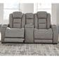 Ashley The Man-Den Power Reclining Loveseat/Console/Adjustable Headrest in Gray, , large