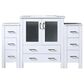 Lexora Home Volez 54" Single Bathroom Vanity in White with 2 cm White Ceramic Top, Rectangular Sink and Side Cabinets, , large