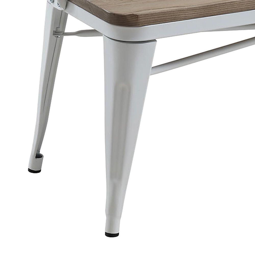 Furniture of America Patterson Dining Bench in White and Dark Oak, , large