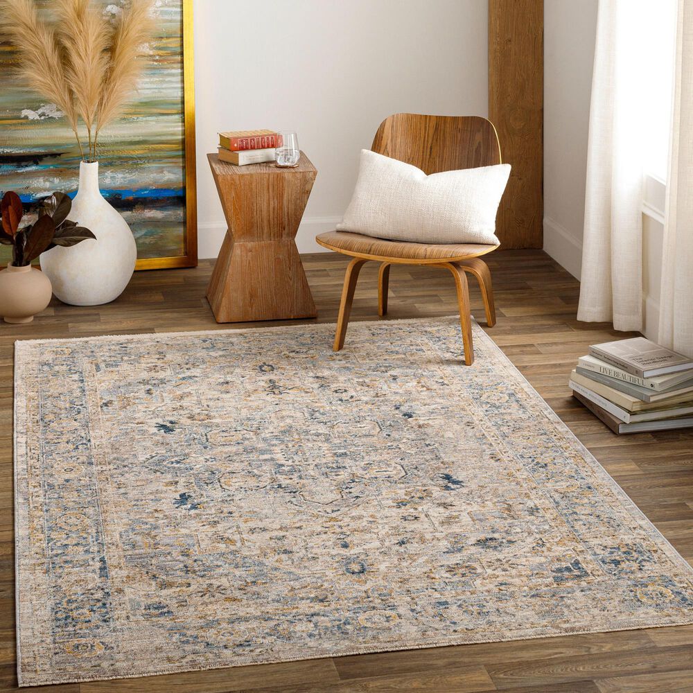 Surya Aspendos 7&#39;10&quot; x 10&#39;2&quot; Denim, Ice Blue, Taupe, Cream, Light Beige and Mustard Area Rug, , large
