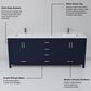 Lexora Home Jacques 72" Double Bathroom Vanity in Navy Blue with 2 cm White Quartz Top and Rectangular Sinks, , large