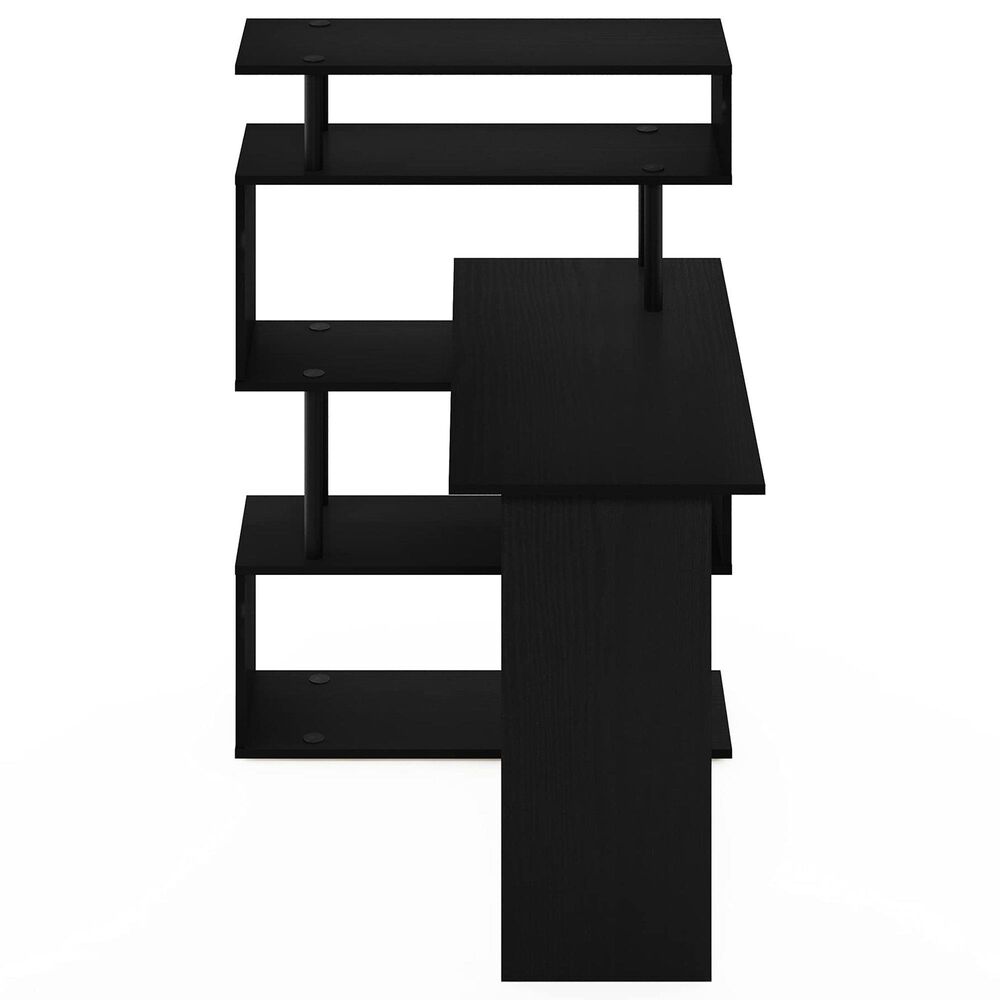 HOMLUX 5-Tier Shelves L-Shape Computer Desk in Americano and Black, , large