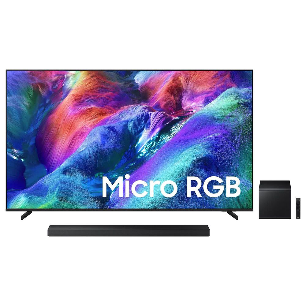 Samsung 75" Class R85H Series Micro RGB 4K UHD Vision AI - Smart Tizen TV with Q-Series 3.1.2 Channel Soundbar System in Titan Black, , large