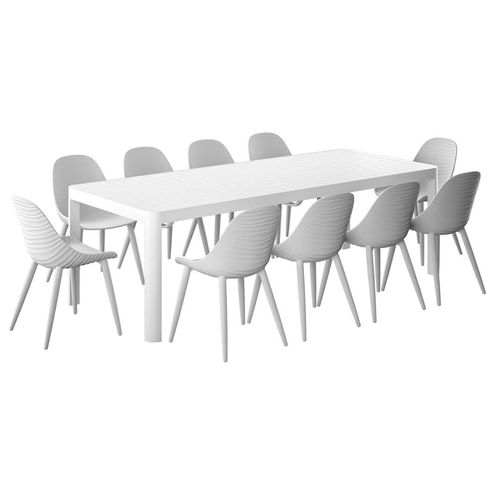 International Home Miami Ures 11-Piece Rectangular Extendable Patio Dining Set in White, , large