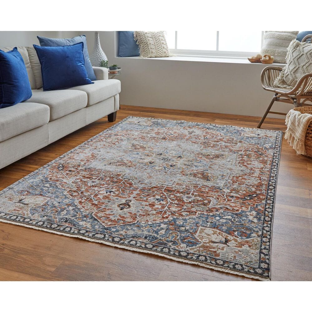 Feizy Kaia 5&#39; x 7&#39;9&quot; Red and Blue Area Rug, , large