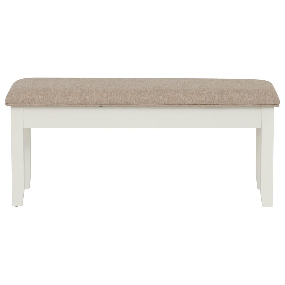 Linon Home Decor Jane Storage Bench with Light Tan Cushion in Vanilla White, , large