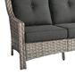 HOMLUX Outdoor Wicker Conversation Sofa in Black, , large