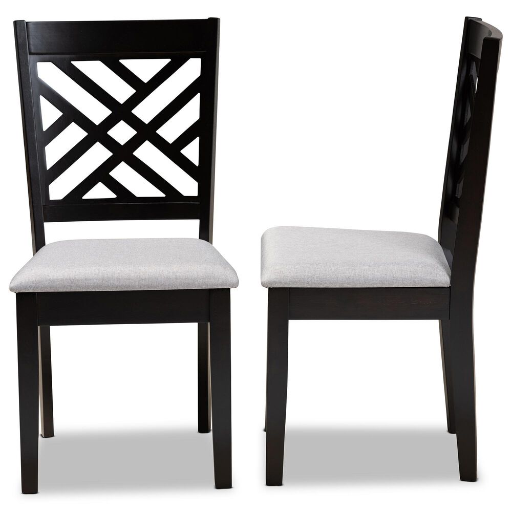 Baxton Studio Caron Side Chair with Grey Cushion in Espresso Brown (Set of 2), , large