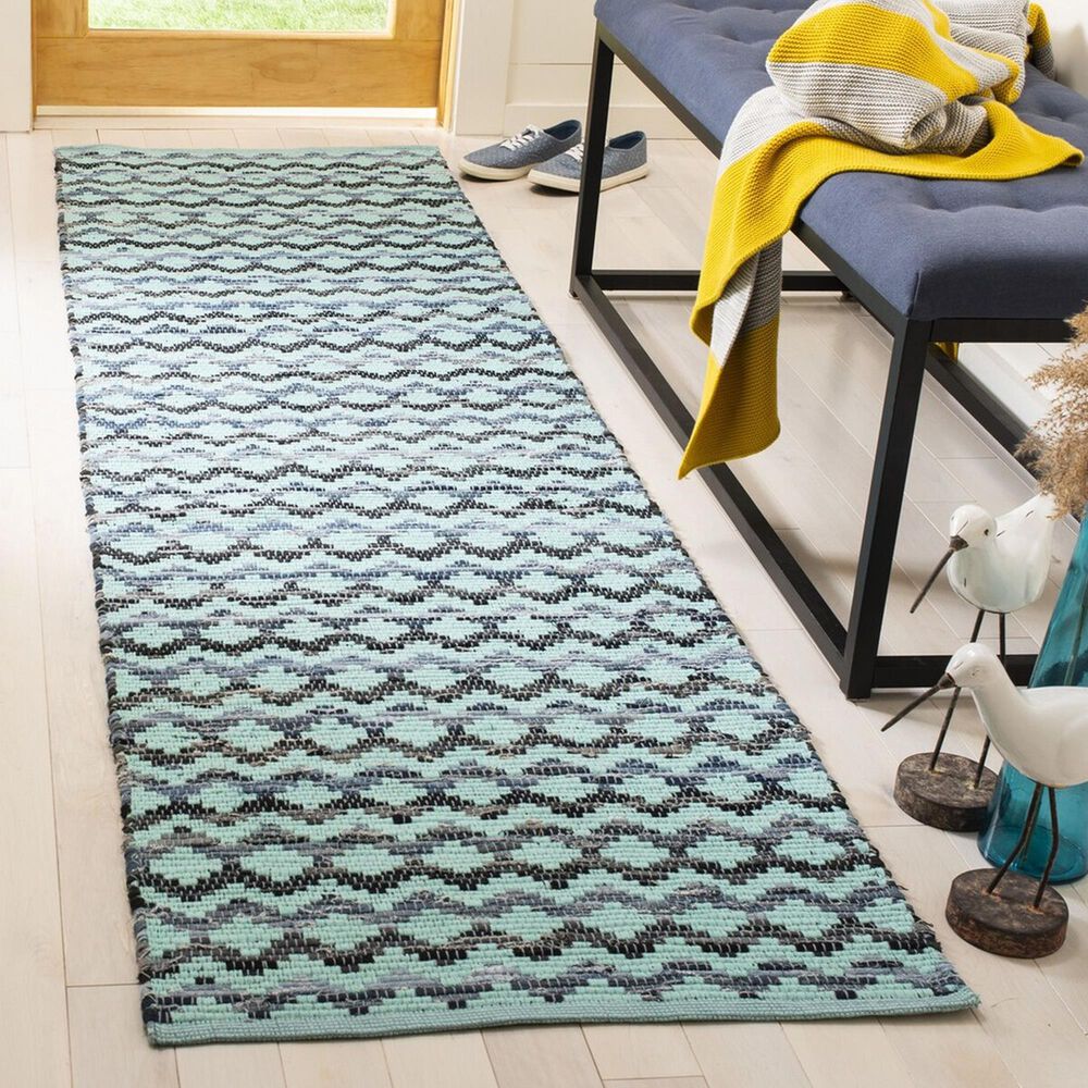 Safavieh Montauk 2&#39;3&quot; x 8&#39; Turquoise, Blue and Black Runner, , large