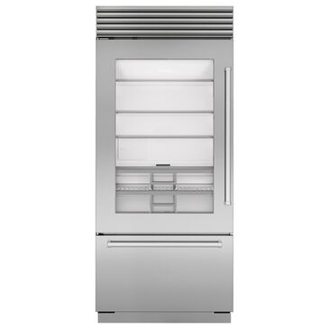 Sub Zero 20.8 Cu. Ft. Classic Left Hinge Bottom-Freezer Refrigerator with Glass Door and Pro Handle in Stainless Steel, , large