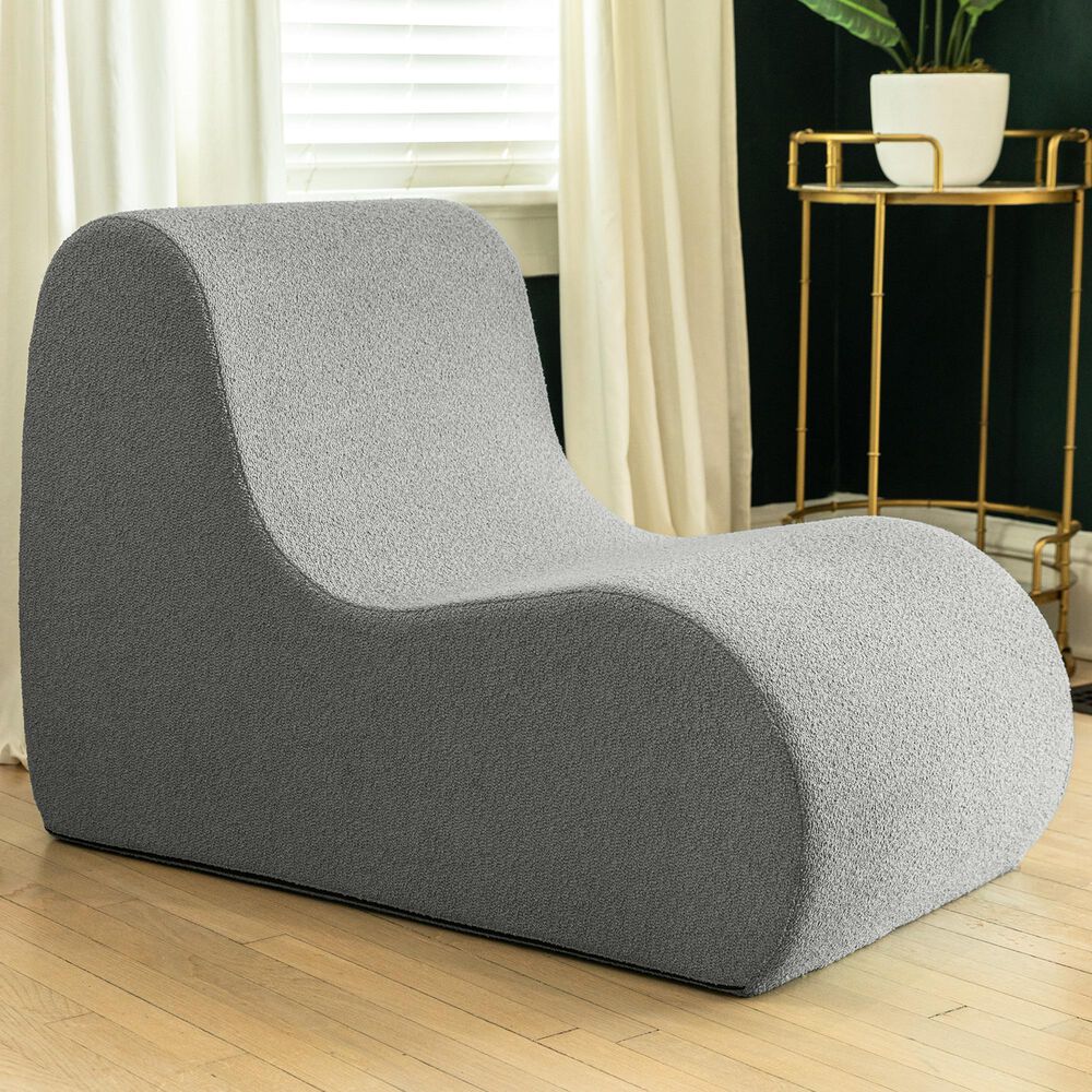Jaxx Uptown Modern Armless Accent Chair in Boucle Dark Grey, , large
