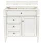 James Martin Brittany 36" Single Bathroom Vanity in Bright White with 3 cm White Zeus Quartz Top and Rectangular Sink, , large