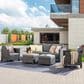 HOMLUX 5-Piece Outdoor Wicker Patio Furniture Set, High Back Rattan Sofa with Chairs, Ottomans & Cushions in Dark Gray, , large
