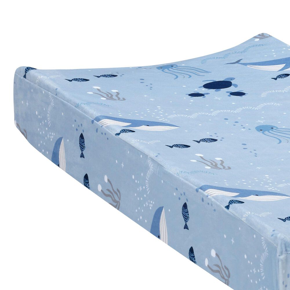 Lambs &amp; Ivy Bubbles and Squirt Soft Changing Pad Cover in Blue, , large
