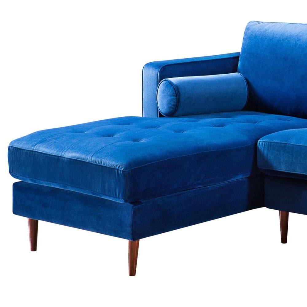 Tov Furniture Como Left Facing Sectional with Chaise in Navy Velvet, , large