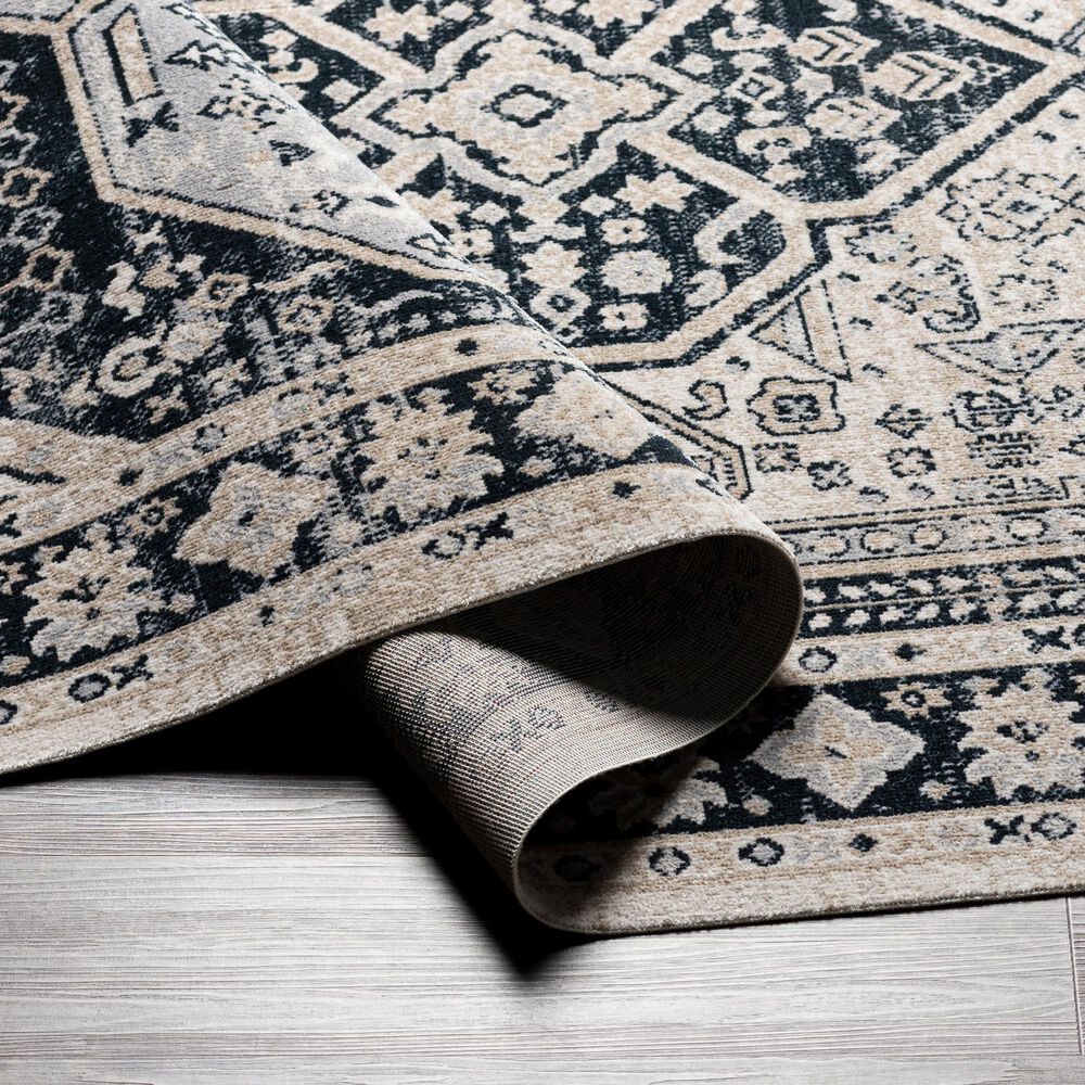 Surya Lavadora 5&#39;3&quot; x 7&#39; Black, Ink Blue, Light Gray, Light Beige and Cream Area Rug, , large