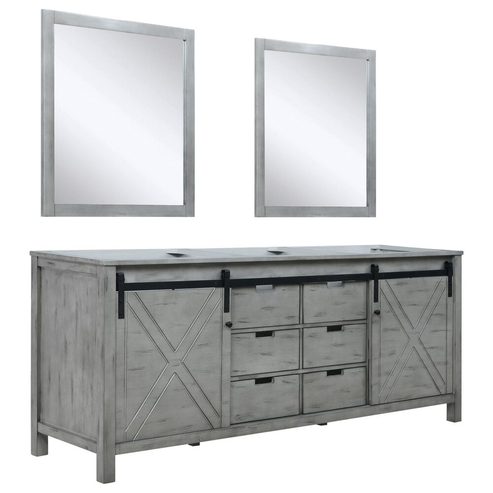 Lexora Home Marsyas 80" Double Bathroom Vanity and Mirrors in Ash Grey, , large