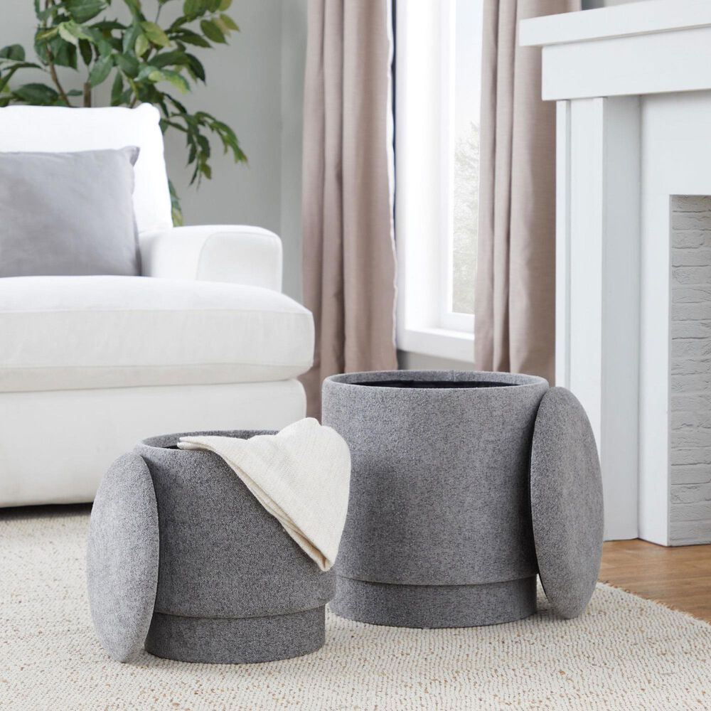 Lumisource Marla 2-Piece Upholstered Ottoman Set in Grey, , large