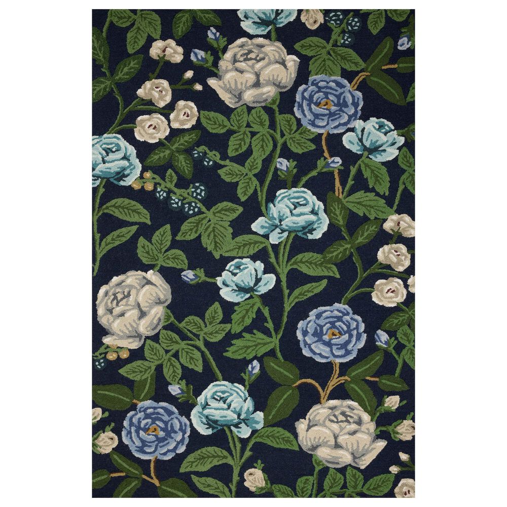 Rifle Paper Co. x Loloi Highgrove Navy 5" x 7"6" Area Rug, , large
