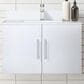 Lexora Home Geneva 30" Single Bathroom Vanity in Glossy White with 2 cm White Cultured Marble Top and Rectangular Sink, , large