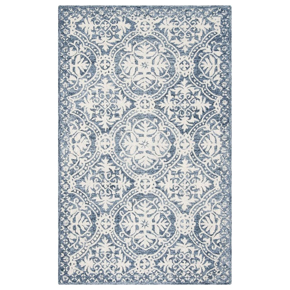 Safavieh Micro-Loop MLP606M 5" x 8" Blue and Ivory Area Rug, , large