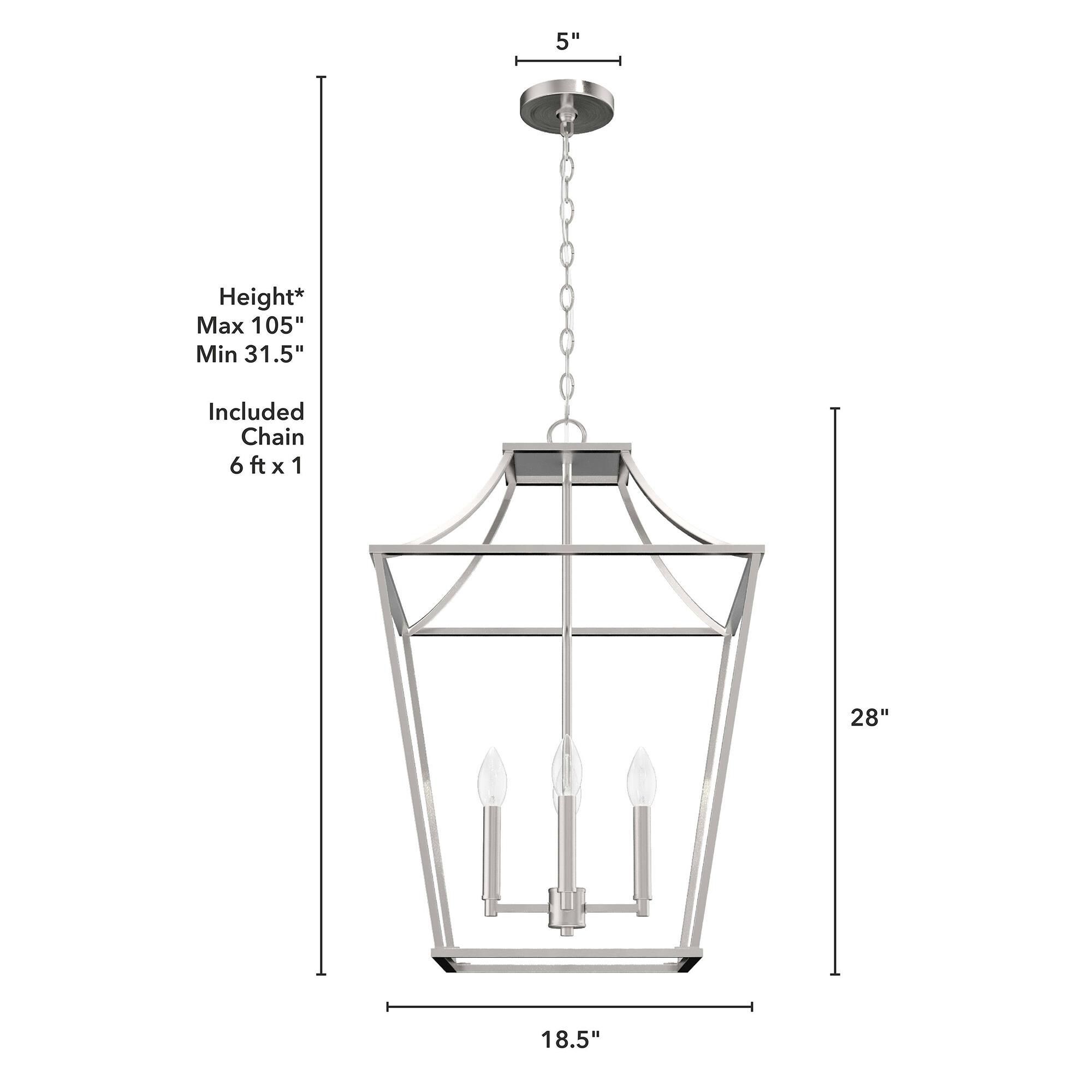 Hunter Laurel Ridge 18 4 Light Lantern in Brushed Nickel NFM