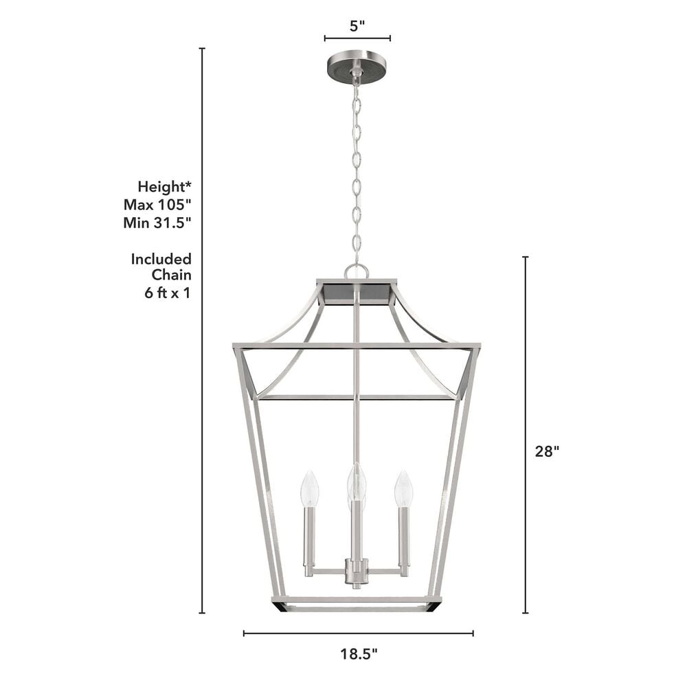 Hunter Laurel Ridge 18&quot; 4-Light Lantern in Brushed Nickel, , large