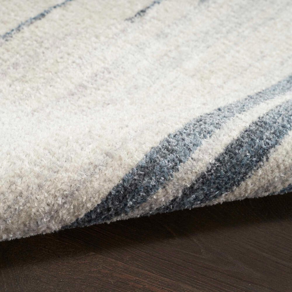 Nourison Astra Machine Washable ASW04 4&#39; x 6&#39; Ivory and Blue Area Rug, , large