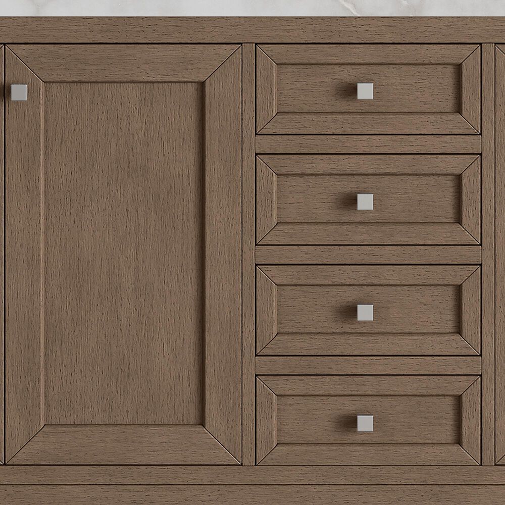 James Martin Vanities Chicago 72&quot; Double Bathroom Vanity in Whitewashed Walnut with 3 cm Victorian Silver Quartz Top and Rectangular Sinks, , large