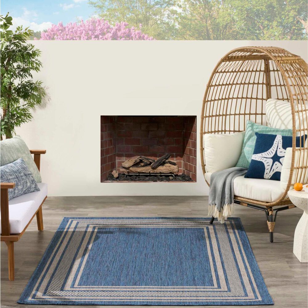Nourison Horizon HOZ03 Denim 5&#39; x 7&#39; Indoor/Outdoor Area Rug, , large