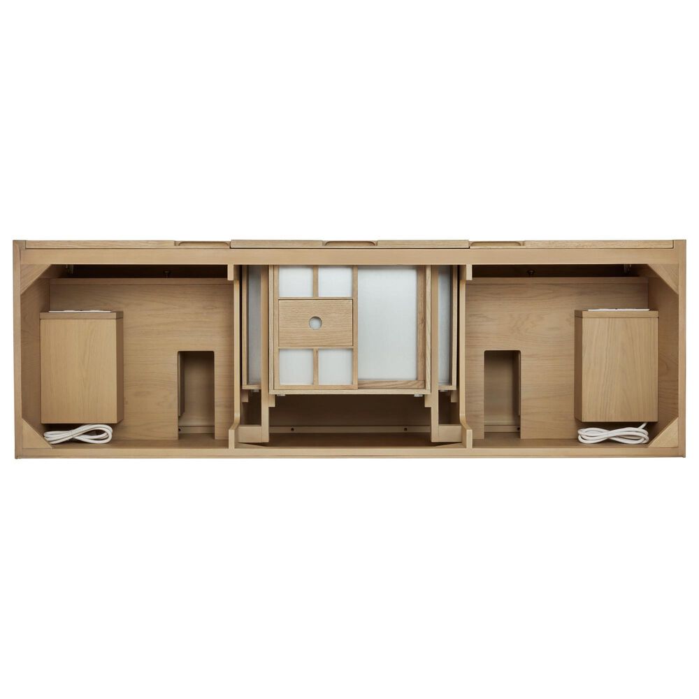 James Martin Vanities Solene 72&quot; Double Bathroom Vanity in Seaside Oak with 3 cm White Arctic Fall Solid Surface Top and Rectangular Sinks, , large