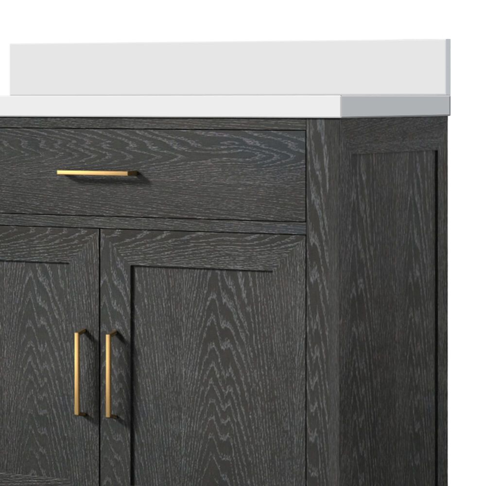 Lexora Home Abbey 36&quot; Single Bathroom Vanity in Black Oak with 2 cm White Quartz Top and Rectangular Sink, , large