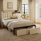 HOMLUX Full Upholstered Platform Storage Bed Frame with Storage Headboard in Beige, , large