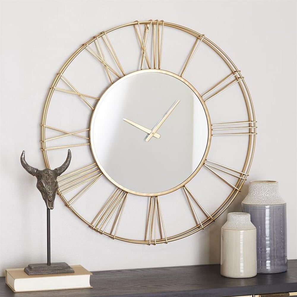 Maple and Jade 30&quot; Wall Clock in Gold, , large