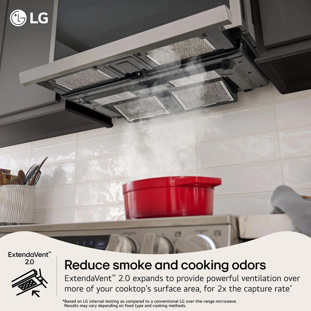 LG 2-Piece Kitchen Package with 6.9 Cu. Ft. Smart Slide-In Double Oven Gas Range and 2.1 Cu. Ft. Smart Over-the-Range Microwave in Printproof Stainless Steel, , large