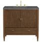 James Martin Vanities Myrrin 36" Vanity in Mid-Century Walnut with 3 cm Parisien Bleu Quartz Top, , large