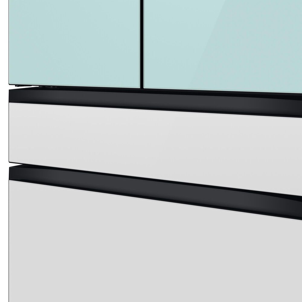 Samsung Bespoke 23 Cu. Ft. Counter Depth French Door Refrigerator with Beverage Center - Morning Blue Glass Top Panel with White Glass Middle and Bottom Panels Included, , large