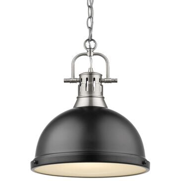 Golden Lighting Duncan 1-Light Pendant with Chain in Pewter, , large